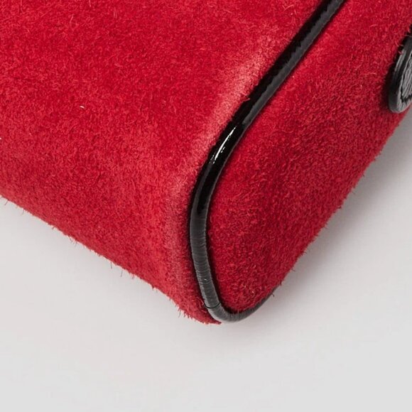 Gucci Red/Black Suede/Patent Leather Vintage Web Ophidia Small Belt Bag - Picture 11 of 12